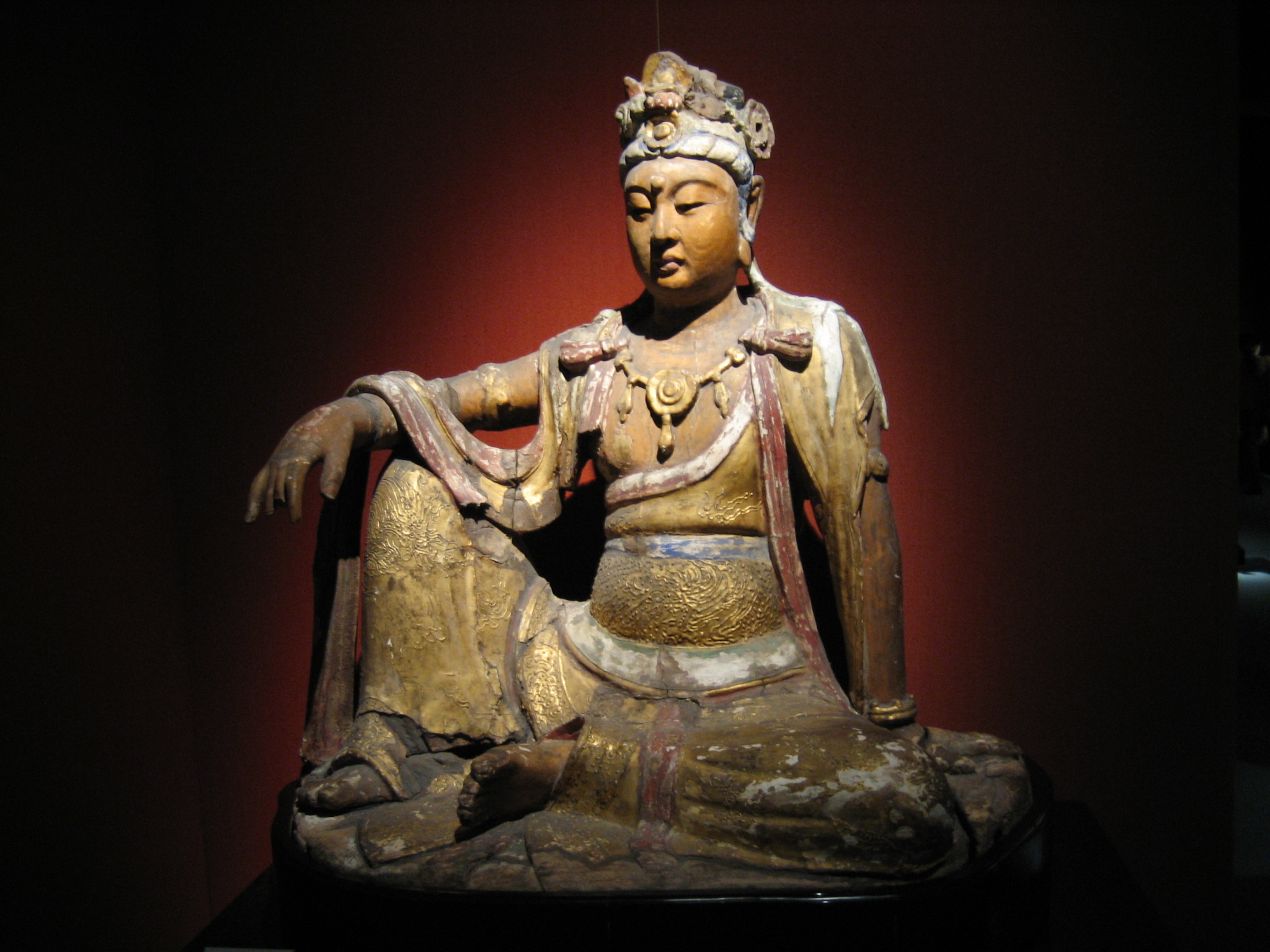 A carved wooden Bodhisattva from China's Song dynasty 960–1279, Shanghai Museum﻿